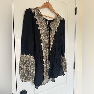 Free People Long Sleeve Peasant Top with Tassel Detail Size Medium
